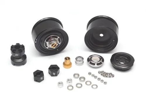 1.55 Yota LC Classic Front Beadlock Wheels (2) with 3mm Wideners (2) Black