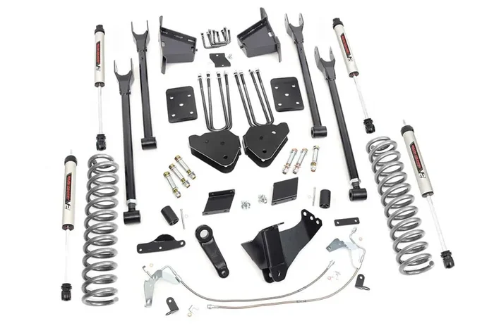 2011-2014 Ford F250 6.7L 4WD Rough Country 6 inch 4-Link Suspension Lift Kit With V2 Monotube Shocks | 56570