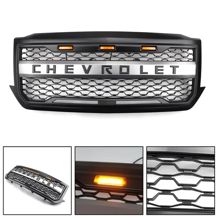 2016-2018 Chevrolet Chevy Silverado 1500 Front Bumper Grille With Amber Lights