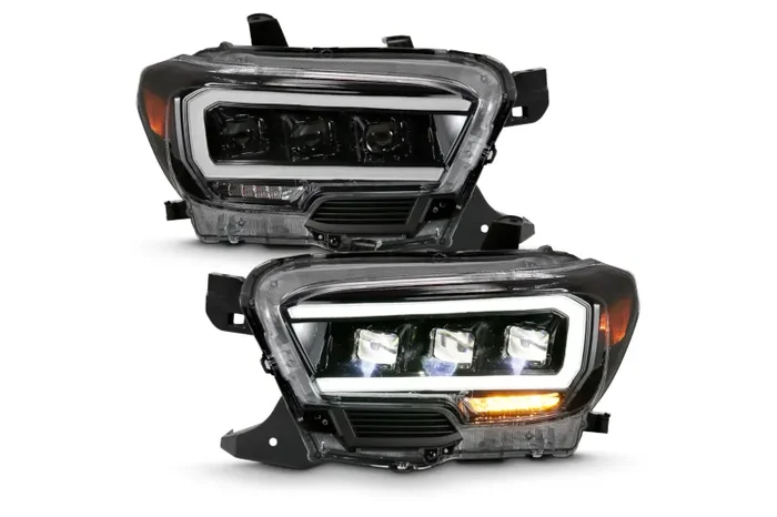 2016-2023 Toyota Tacoma ANZO Plank Style Full LED Projector Headlights (Black Housing) | 111496
