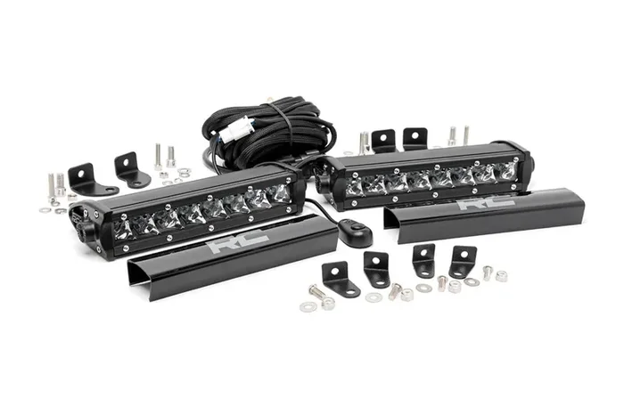 2017-2019 Ford F250 Lariat Rough Country 8 inch LED Grille Kit (Chrome Series) | 70696