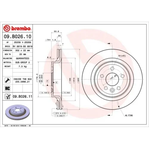 2X Brembo Bremsscheibe Hinterachse Prime Line – Uv Coated für Volvo