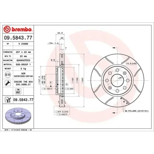 2X Brembo Bremsscheibe Xtra Line – Max für Fiat Opel Vauxhall