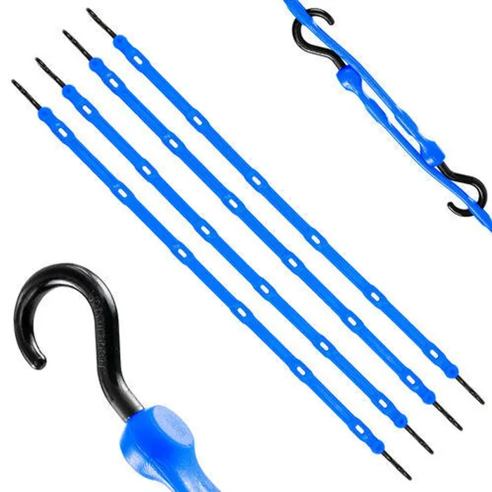 36″ Adjust A Strap, Premium Polyurethane Adjustable Bungee Strap, Nylon Hooks, Blue