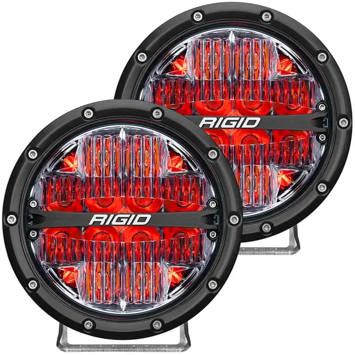 360-Series 6 Inch Off-Road LED Light, Drive Beam, Red Backlight, Pair