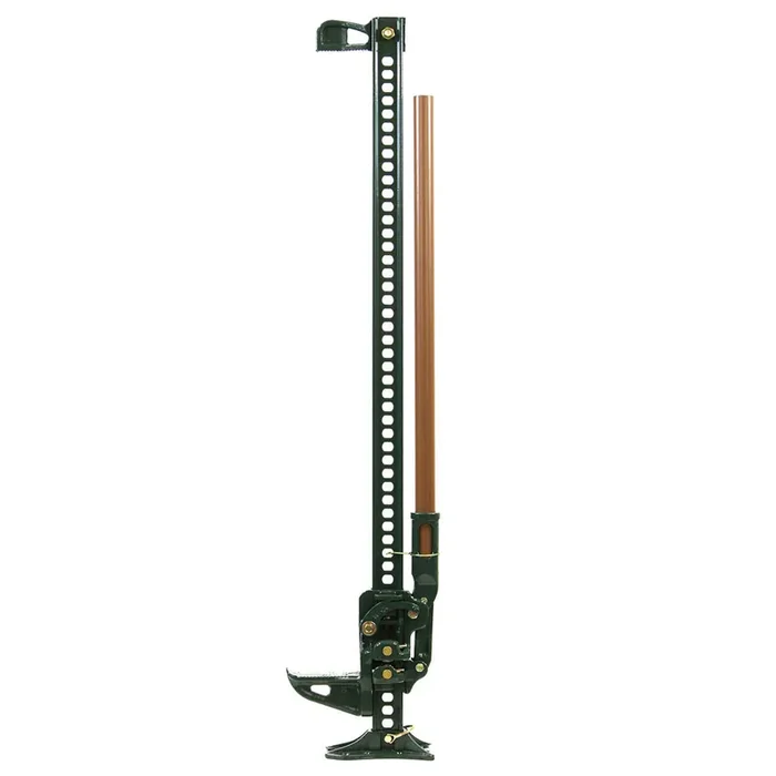 48 in Hi-Lift Jack, 7000 lb. Capacity. Green Jack with a Brown Handle.