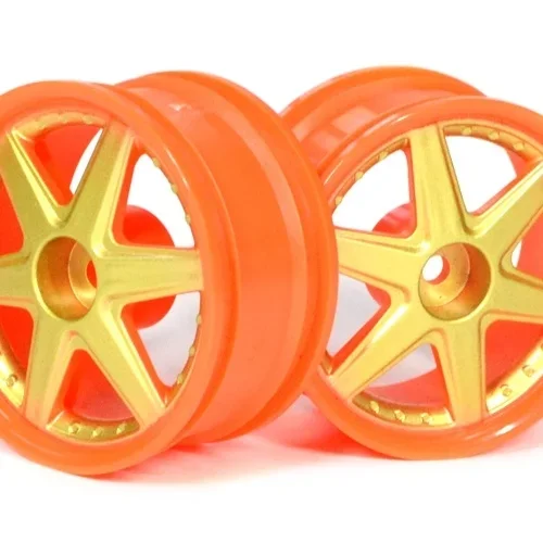6-Spoke Orange Outer Ring Wheel Set (2Pcs) For 1/10 RC Car (3mm Offset) Gold