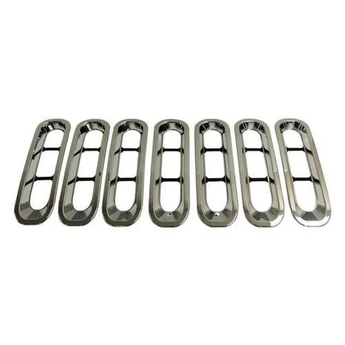 7-Piece Chrome Plastic Grille Inserts for Jeep JK Wrangler; Snap-In Pieces
