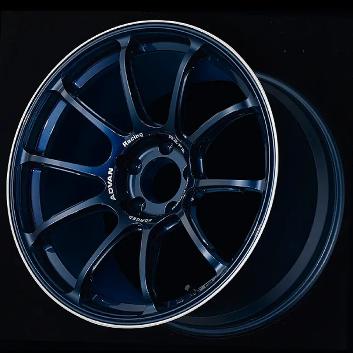 Advan RZ-F2 18×10.5 +15 5-114.3 Racing Titanium Blue and Ring Wheel
