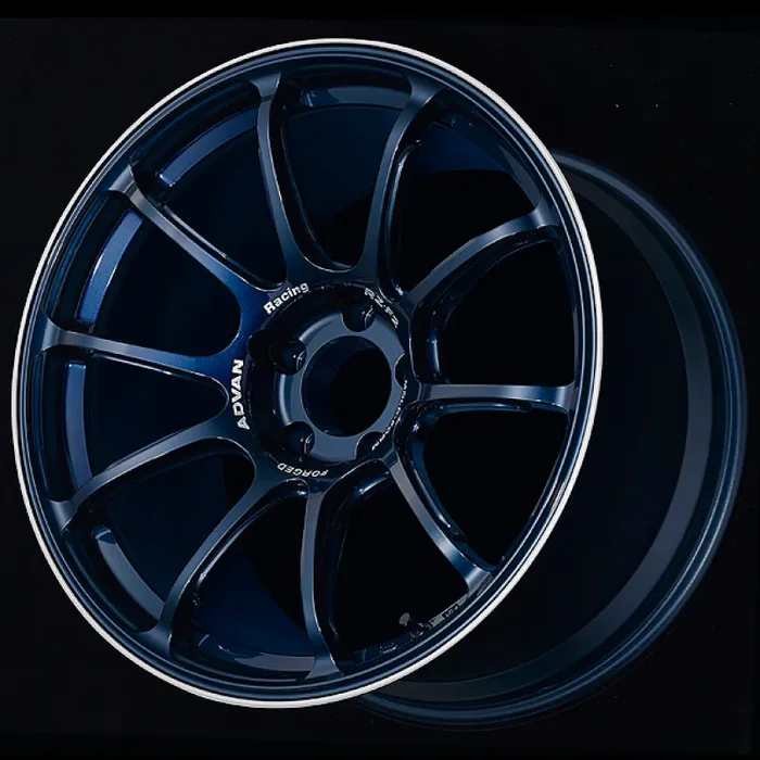 Advan RZ-F2 18×9.5 +12 5-114.3 Racing Titanium Blue and Ring Wheel