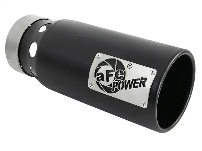 aFe SATURN 4S 4in SS Intercooled Exhaust Tip – Black 4in In x 5in Out x 12in L Bolt-On