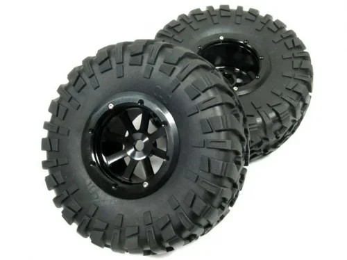 Aluminum 2.2 8-Spoke Beadlock Wheel & Zig-Zag Tire Set (2) Black