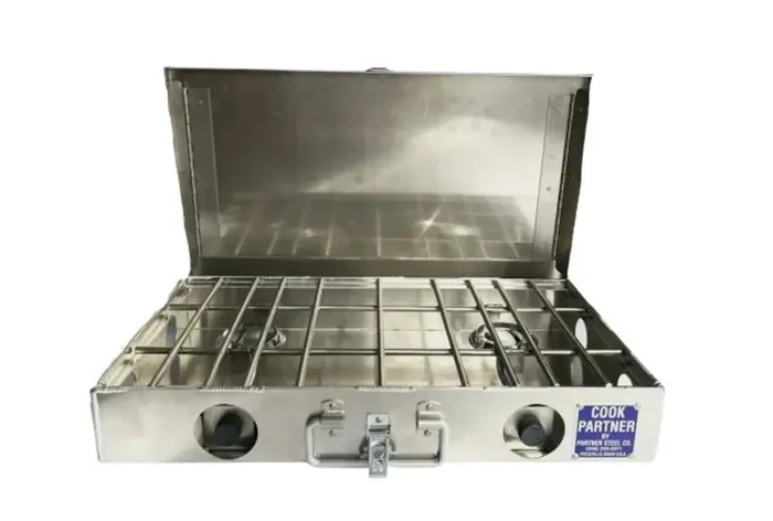 Aluminum Propane Camping Stove 2 Burner 18 inch Right Connection w/ Windscreen PARST-2B18W-R