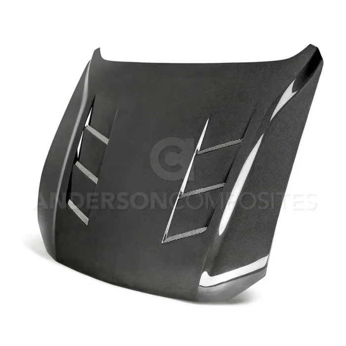 Anderson Composites 2018 Ford Mustang GT Type-SA Style Heat Extractor Double Sided Carbon Fiber Hood – AC-HD18FDMU-SA-DS