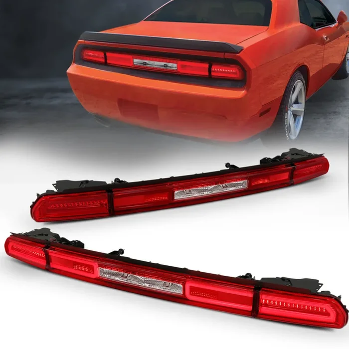 ANZO 08-10 Dodge Challenger LED Taillights – Red/Clear w/Sequential Turn Signal – 321348