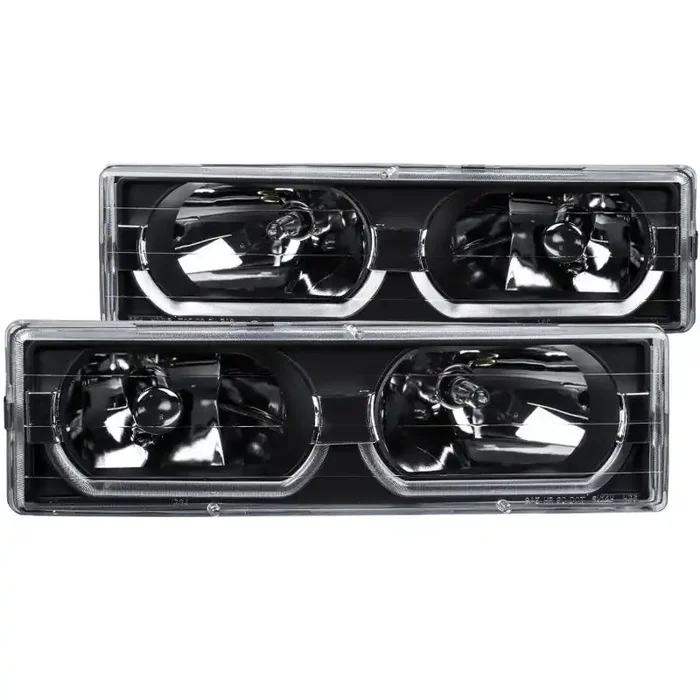 ANZO 1988-1998 Chevrolet C1500 Crystal Headlights Black w/ Low – Brow