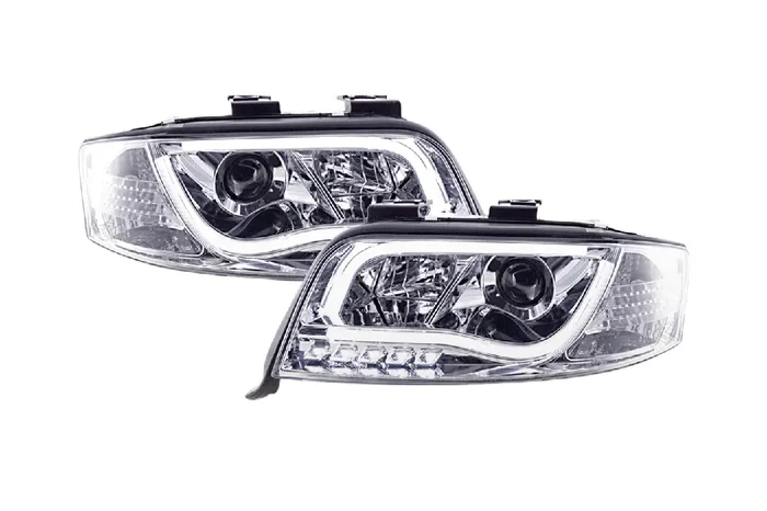 Audi A6 (C5 4B) Chrome LED Headlights with Daytime Running Lights (2001-2004) – With R87 approval