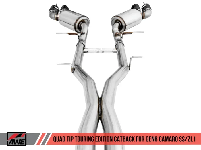 AWE Tuning 16-19 Chevy Camaro SS Non-Res Cat-Back Exhaust -Touring Edition (Quad Diamond Black Tips) – 3020-43076