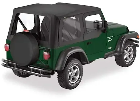 Bestop Inc. Replace-A-Top Fabric Soft Top Only With Clear Windows – Black Denim 51178-35