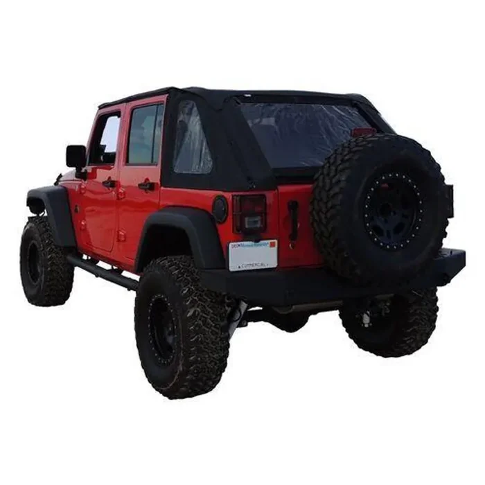 Black Sailcloth Bowless Soft Top w/ Tinted Windows for JK Wrangler w/ 4 Door