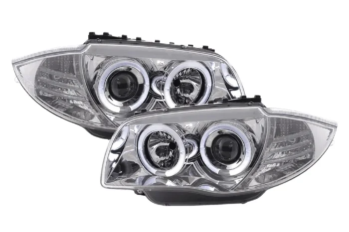 BMW 1-series E81 E82 E87 E88 Chrome Angel Eyes Headlight Set (2004 to 2011)