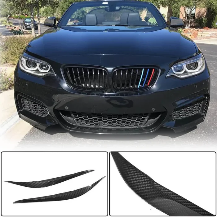 BMW 2 Series F22 F23 F87 M2 2014-2020 Headlight Eyebrows Lamp Eyelids Dry Carbon Fiber