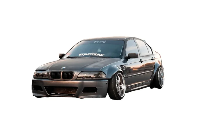 BMW 3-Series E46 Sedan Full Over Fender Kit with Vented Front Fenders – ABS OR Fiberglass