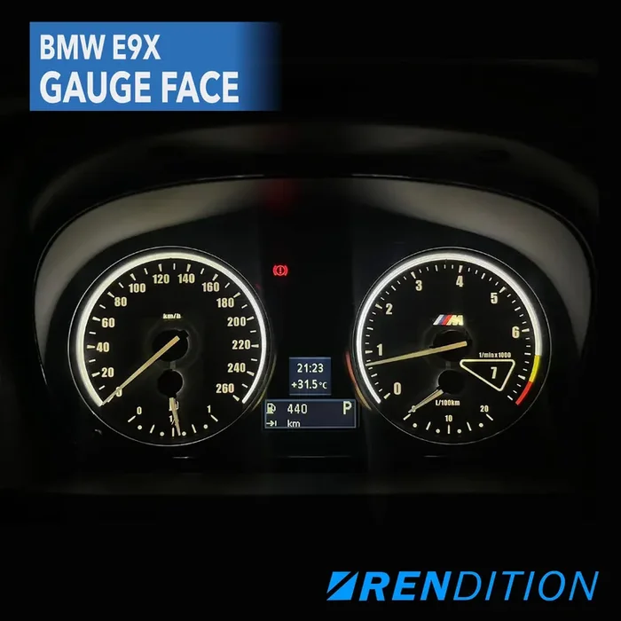 BMW E9X GAUGE FACE / GAUGE OVERLAY FOR 318, 320, 323, 325,328, 330, 335, M3