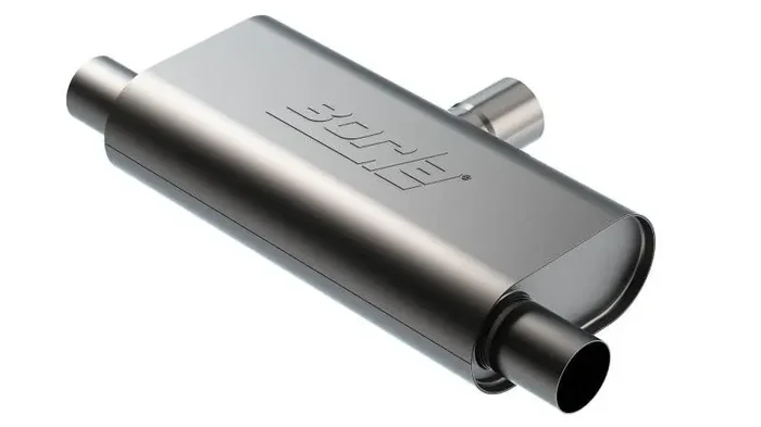 Borla T- Flow Universal Muffler – 2.5in Single Inlet/2.5in Dual Outlet 24in OAL 4.25×9.10x18in Body