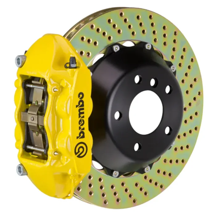 Brembo 00-03 Z8 (E52) Rear GT BBK 4 Piston Cast 345×28 2pc Rotor Drilled- Yellow