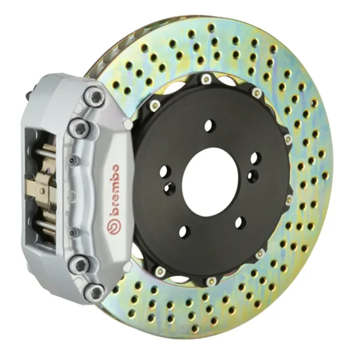 Brembo 01-07 C-Class Rear GT BBK 4 Piston Cast 2pc 328×28 2pc Rotor Drilled-Silver