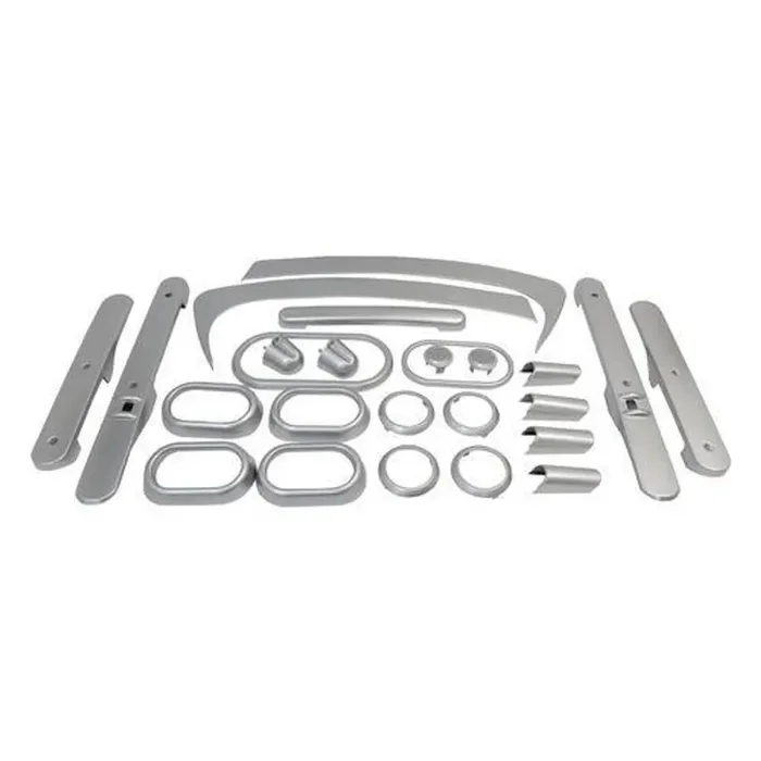 Brushed Silver Plastic Interior Accent Kit for Jeep 07-10 JK Wrangler w/ 4-Dr.