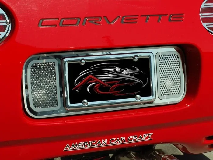 C5 Corvette Rear Tag-Back Plate – Polished Perforated Stainless Steel