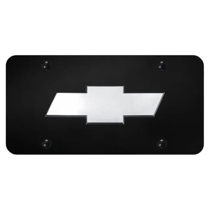 Chevrolet Bowtie 3D Logo License Plate – Chrome on Black