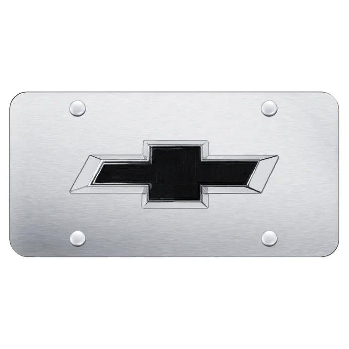 Chevrolet Bowtie License Plate – OEM Style Black Bowtie on Brushed