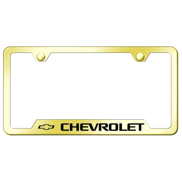 Chevrolet Notched License Plate Frame – Gold Stainless Steel