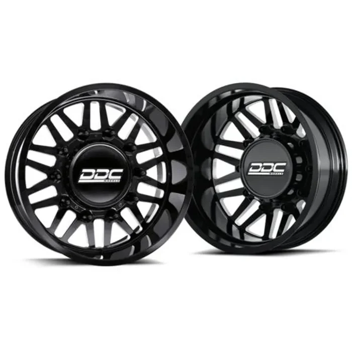 Dually Wheels Aftermath Black/Mill 22×8.25 8×210 SS Fronts For 11-25 Silverado/Sierra 3500 DDC Wheels