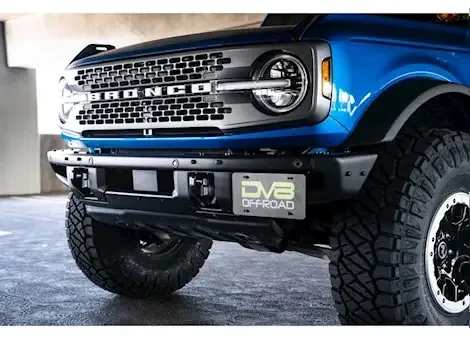 DV8 Offroad 21-c bronco factory front bumper steel license relocation bracket driver side mount no drill install