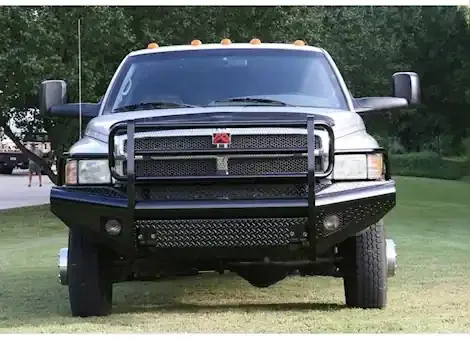 Fab Four‘s Black Steel Front Bumper w/Full Guard and Tow Hooks DR94-S1560-1