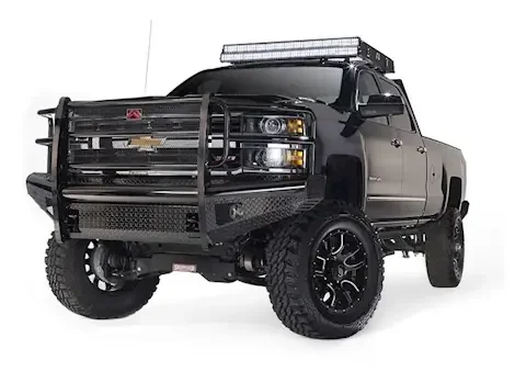 Fab Fours Black Steel Front Bumper w/ Full Guard CH08-S2060-1