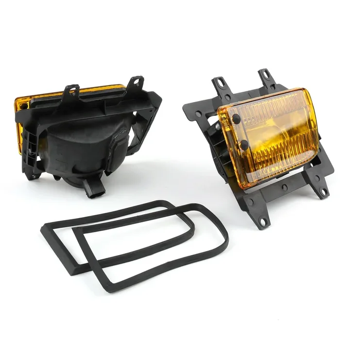 Front Bumper Yellow Fog Lights Plastic Lens Kit For 1985-1993 BMW E30 3-Series Sedan
