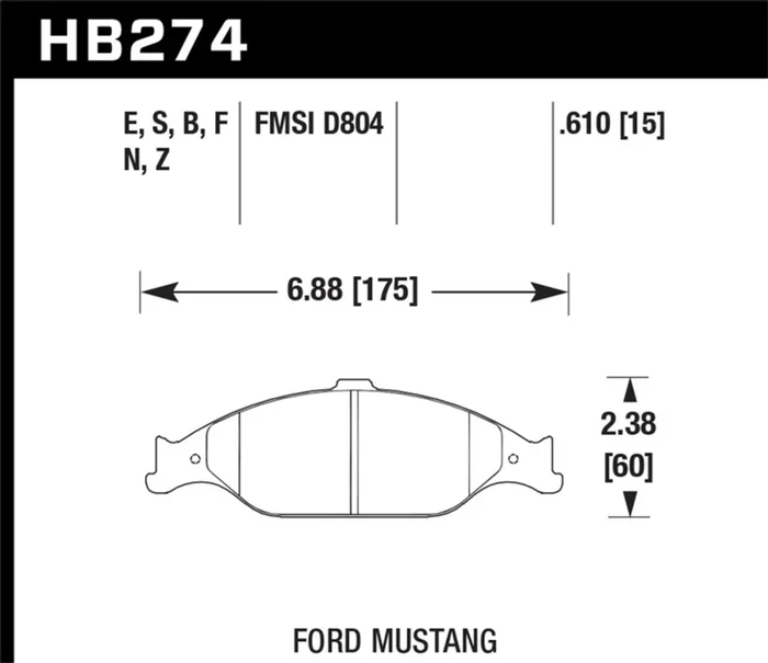 Hawk 99-04 Ford Mustang Base/GT HT-10 Race Front Brake Pads – HB274S.610