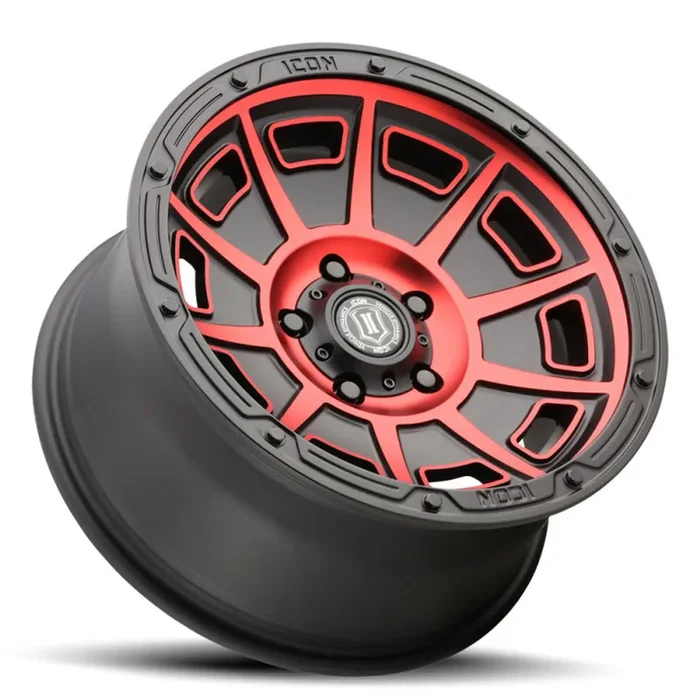 ICON ALLOYS VICTORY SAT BLK RED – 17 X 8.5 / 6X135 / 6MM / 5″ BS