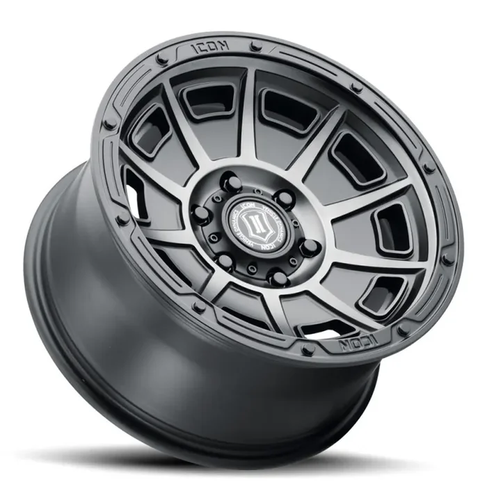 ICON ALLOYS VICTORY SMK SAT BLACK – 17 X 8.5 / 5X5 / -6MM / 4.5″ BS