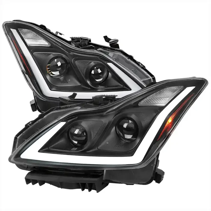 Infiniti G37 Coupe Projector Headlights with DRL LED Sequential Signal – Black / Chrome / Smoked (2008 – 2013)