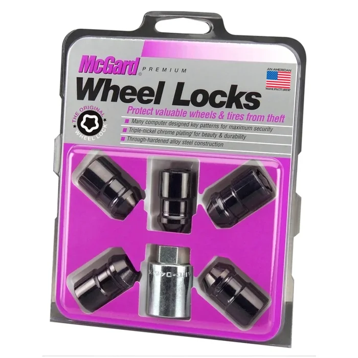 McGard Wheel Lock Nut Set – 5pk. (Cone Seat) M12X1.5 / 3/4 Hex / 1.46in. Length – Black – 24526