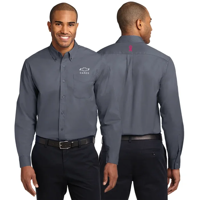 Men’s Steel Grey Chevy Cares Breast Cancer Awareness Dress Shirt