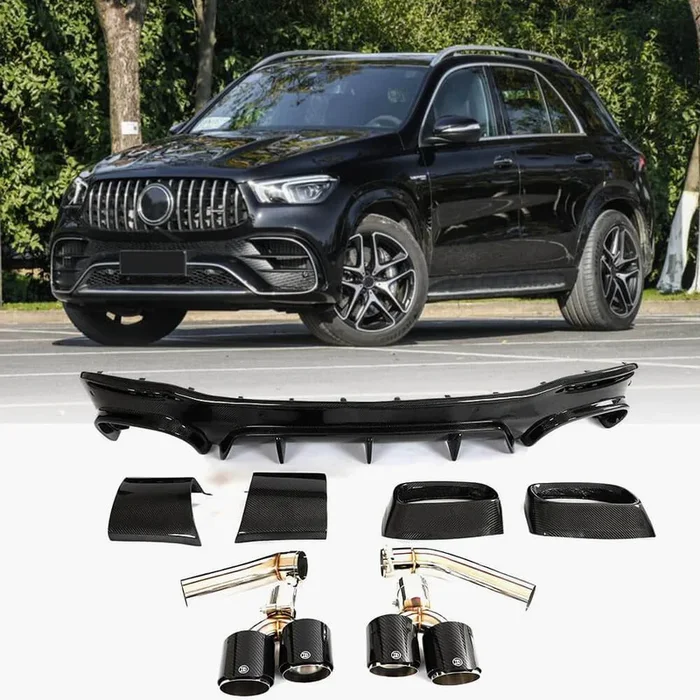 Mercedes Benz GLE Class W167 C167 GLE63 AMG 2021-2023 Rear Bumper Diffuser Carbon Fiber(With Exhaust Tips Tailpipe)