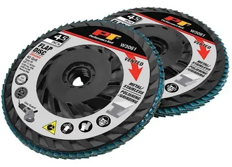 Performance Tool Vented flap disc, 40-grit zirc, 4.5in, 2 pcs
