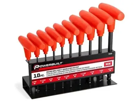 Powerbuilt 10 piece metric t-handle hex key wrench set
